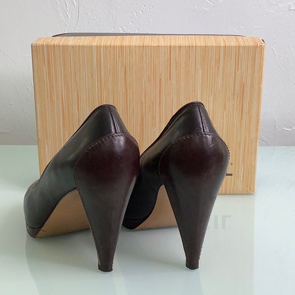 Fossil Allison Leather Peep toe wood heels platform size 8 EUC - Picture 3 of 16